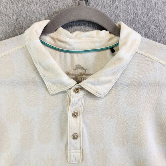 Tommy Bahama Shirt Mens XXL Yellow Pineapples Polo Resortwear Tropical Vacation - Picture 2 of 15